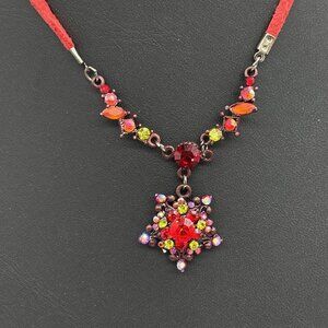 Stella and Dot Crystal Antique Look Leather Necklace 19"